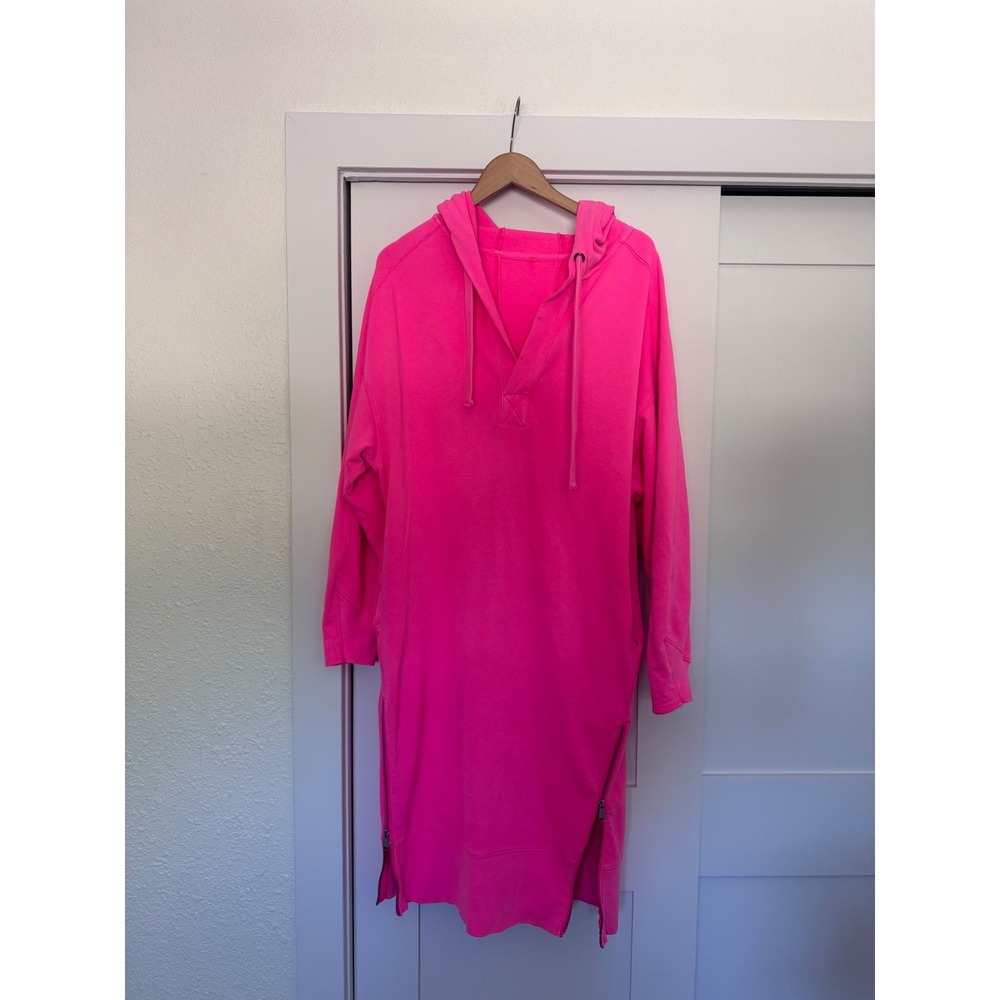 Free People Movement Spur of the Moment Pink Hooded Sweatshirt Dress Size Small - Picture 2 of 8